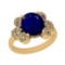 0.75 Ctw SI2/I1 Blue Sapphire And Diamond 14K Yellow Gold Engagement Ring