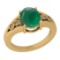 3.11 Ctw SI2/I1 Emerald And Diamond 14K Yellow Gold Vintage Style Anniversary Ring