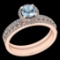 0.95 Ctw I2/I3 Blue Topaz And Diamond 14K Rose Gold Vintage Wedding Halo Ring