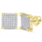 10kt Yellow Gold Mens Round Diamond Square Cluster Stud Earrings 1/4 Cttw