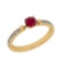0.80 Ctw SI2/I1 Ruby And Diamond 14K Yellow Gold Engagement Ring
