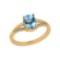 1.16 Ctw I2/I3 Blue Topaz And Diamond 10K Yellow Gold Ring