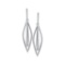 10kt White Gold Womens Round Diamond Oblong Oval Dangle Earrings 1/6 Cttw