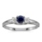 Certified 10k White Gold Round Sapphire And Diamond Ring