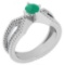 0.50 Ctw I2/I3 Emerald And Diamond 14K White Gold Ring