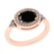 1.42 Ctw I2/I3 Treated fancy Black And White Diamond 14K Rose Gold Engagement Halo Ring