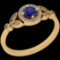 0.37 Ctw I2/I3 Blue Sapphire And Diamond 14K Yellow Gold Vintage Halo Ring