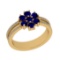 1.13 Ctw SI2/I1 Blue Sapphire And Diamond 14K Yellow Gold Cocktail Ring