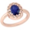 Certified 0.75 Ctw Blue Sapphire 14K Gold Filigree Style Solitaire Ring