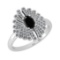 1.15 Ctw I2/I3 Treated fancy Black And White Diamond 14K White Gold Vintage Style Ring