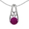Certified 14k White Gold Round Ruby And Diamond Pendant