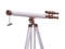 Floor Standing Antique Copper With White Leather Griffith Astro Telescope 65in.