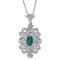 Certified 14k White Gold Emerald and .10 ct Diamond Pendant