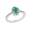 0.74 Ctw SI2/I1 Emerald And Diamond 14K White Gold Ring