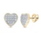 10kt Yellow Gold Womens Round Diamond Heart Earrings 1/10 Cttw