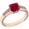 1.11 Ctw I2/I3 Ruby And Diamond 14K Rose Gold Vintage Style Ring