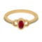 0.32 Ctw I2/I3 Ruby And Diamond Style July Birthstones 14K Yellow Gold Ring