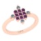 0.48 Ctw SI2/I1 Amethyst And Diamond 10k Rose Gold Cluster Promises Ring