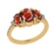 2.40 Ctw I2/I3 Garnet And Diamond 10K Yellow Gold three Stone Ring