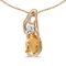 Certified 14k Yellow Gold Oval Citrine And Diamond Pendant