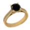 2.15 Ctw I2/I3 Treated Fancy Black And White Diamond 10K Yellow Gold Engagement Ring