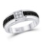 10k White Gold Mens Black Color Enhanced Diamond Wedding Anniversary Band Ring 1/2 Cttw
