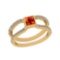 0.56 Ctw SI2/I1 Orange Sapphire And Diamond 14K Yellow Gold Ring