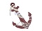 Wooden Rustic Decorative Red Anchor w/ Hook Rope and Shells 24in.