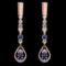 0.53 Ctw I2/I3 Blue Sapphire And Diamond 14K Rose Gold Lever Lock Earrings