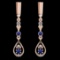 0.53 Ctw I2/I3 Blue Sapphire And Diamond 14K Rose Gold Lever Lock Earrings