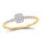 10kt Yellow Gold Womens Round Diamond Slender Cluster Ring 1/20 Cttw