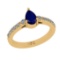 1.16 Ctw SI2/I1 Blue Sapphire And Diamond 14K Yellow Gold Ring