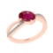 1.42 Ctw SI2/I1 Ruby And Diamond 14K Rose Gold Ring