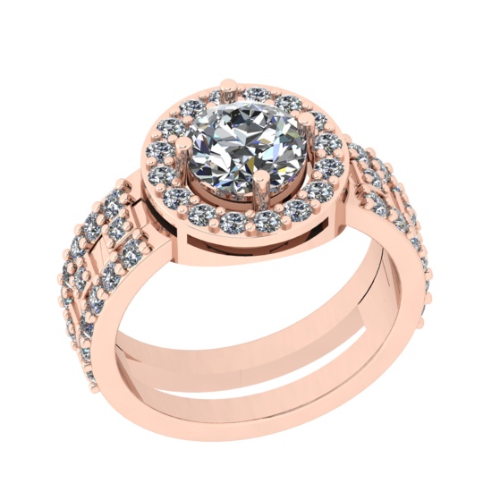 2.45 Ctw VS/SI1 Diamond 14K Rose Gold Engagement Halo Ring