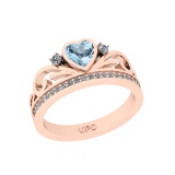 0.75 Ctw SI2/I1 Blue Topaz And Diamond 10K Rose Gold Ring