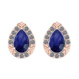 Certified 1.13 Ctw I2/I3 Blue Sapphire And Diamond 14k Rose Gold Stud Earrings