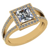 1.76 Ctw VS/SI1 Diamond 14K Yellow Gold Anniversary Halo Ring