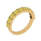 0.90 Ctw i2/i3 Treated Fancy Yellow Diamond 14K Yellow Gold Eternity Band Ring