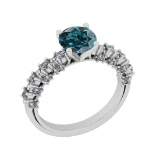 1.52 Ctw I2/I3 Treated Fancy Blue And White Diamond 10K White Gold Engagement Ring