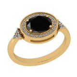 1.42 Ctw I2/I3 Treated fancy Black And White Diamond 14K Yellow Gold Engagement Halo Ring