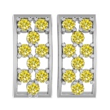 1.25 Ctw Treated Fancy Yellow DiamondSI2/I1 14K White Gold Stud Earrings