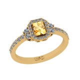 0.60 Ctw SI2/I1 Citrine And Diamond 10K Yellow Gold Engagement Halo Ring