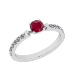 0.80 Ctw SI2/I1 Ruby And Diamond 14K White Gold Engagement Ring