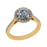 1.70 Ctw VS/SI1 Diamond 14K Yellow Gold Engagement Halo Ring