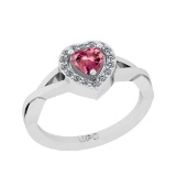 1.20 Ctw SI2/I1 Pink Tourmaline And Diamond 10K White Gold Twisted Engagement Ring