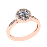 0.70 Ctw VS/SI1 Diamond 14K Rose Gold Engagement Halo Ring