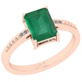 2.54 Ctw SI2/I1 Emerlad And Diamond 14K Rose Gold Ring