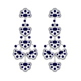 13.47 Ctw SI2/I1 Blue Sapphire And Diamond 14K White Gold Antique Style Earrings