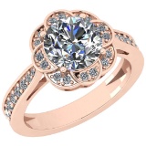 2.40 Ctw VS/SI1 Diamond Style Prong Set 14K Rose Gold Engagement Halo Ring