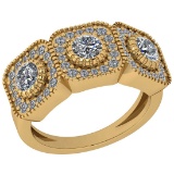 1.23 Ctw VS/SI1 Diamond Style 3 Stone Bezel& Prong Set 14K Yellow Gold Ring